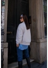 Cepli Bomber Ceket Mont - Beyaz
