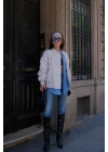 Cepli Bomber Ceket Mont - Beyaz