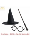 Çocuk Seti (Siyah Keçe Şapka, Asa, Gözlük)
