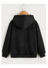 Çocuk Unisex Kapüşonlu Blackpink Baskılı Sweatshirt - Siyah