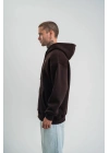 Double Oversize Kapşonlu Dijital Patchli SweatShirt - Kahve