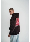 Double Oversize Kapşonlu Dijital Patchli SweatShirt - Kahve