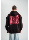 Double Oversize Kapşonlu Dijital Patchli SweatShirt - Kahve