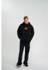 Double Oversize Kapşonlu Dijital Patchli SweatShirt - Siyah