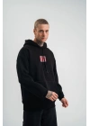 Double Oversize Kapşonlu Dijital Patchli SweatShirt - Siyah