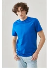 Erkek 24/1 Düz A Kalite Oversize T-shirt - Mavi