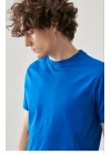 Erkek 24/1 Düz A Kalite Oversize T-shirt - Mavi
