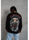 Erkek 3 İplik Gangster Baskılı Sweatshirt - Siyah