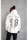 Erkek 98 Baskılı Kapşonlu Sweat - Beyaz