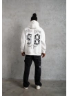 Erkek 98 Baskılı Kapşonlu Sweat - Beyaz