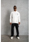 Erkek 98 Baskılı Kapşonlu Sweat - Beyaz