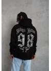 Erkek 98 Baskılı Kapşonlu Sweat - Siyah