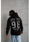 Erkek 98 Baskılı Kapşonlu Sweat - Siyah