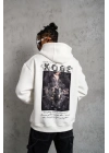 Erkek Baskılı Kapüşonlu Sweat - Beyaz