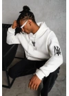 Erkek Baskılı Kapüşonlu Sweat - Beyaz