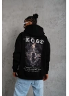 Erkek Baskılı Kapüşonlu Sweat - Siyah