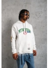 Erkek Baskılı Kapüşonlu Sweatshirt - Beyaz