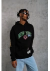 Erkek Baskılı Kapüşonlu Sweatshirt - Siyah