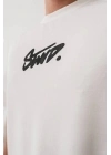 Erkek Baskılı Oversize T-shirt - Beyaz