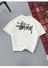 Erkek Baskılı Oversize T-shirt - Beyaz