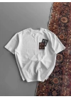 Erkek Baskılı Oversize T-shirt - Beyaz