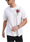 Erkek Bisiklet Yaka Kısa Kol Baskılı T-shirt - Beyaz