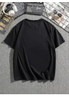 Erkek Dağ Grafikli Tişört, Yaz için Büyük Beden Rahat T-shirt - Siyah