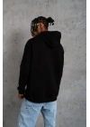 Erkek DANKES Baskılı Kapüşonlu Sweat - Siyah