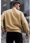 Erkek Düz Bisiklet Yaka Sweat - Bej