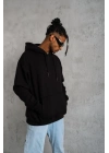 Erkek Düz Kapüşonlu Sweat - Siyah