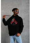 Erkek Eldiven Baskılı Kapüşonlu Sweat - Siyah