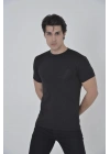 Erkek File Cepli Slim fit T-shirt - Siyah