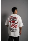 Erkek Sırt Baskılı A Kalite Oversize T-shirt - Beyaz
