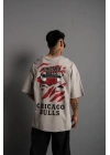 Erkek Sırt Baskılı A Kalite Oversize T-shirt - Gri