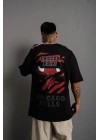 Erkek Sırt Baskılı A Kalite Oversize T-shirt - Siyah
