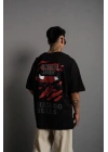 Erkek Sırt Baskılı A Kalite Oversize T-shirt - Siyah