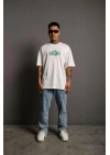 Erkek Sırt Baskılı T-shirt - Beyaz
