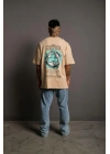 Erkek Sırt Baskılı T-shirt - Bej