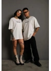Erkek Sırt Golf Baskılı Oversize T-shirt - Beyaz