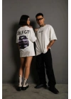 Erkek Sırt Golf Baskılı Oversize T-shirt - Beyaz