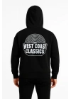 Erkek Üç İplik Kapüşonlu Ön ve Arka Baskılı SweatShirt hoodie - Siyah