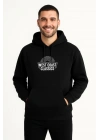 Erkek Üç İplik Kapüşonlu Ön ve Arka Baskılı SweatShirt hoodie - Siyah