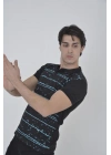 Erkek Yakalı Slim Fit Pike Çizgili T-Shirt - Siyah
