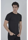 Erkek Yandan Fermuarli Slim fit T-shirt - Siyah