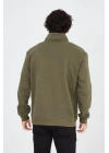 Erkek Yarım Fermuarlı Baskılı Sweat - Yeşil