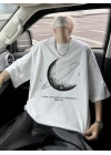 Erkekler için Siyah Tişört Grafik Genç Emo Vintage Gotik Rahat Büyük Beden Kısa Kollu Tişört Giysi Üst - Beyaz