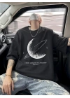 Erkekler için Siyah Tişört Grafik Genç Emo Vintage Gotik Rahat Büyük Beden Kısa Kollu Tişört Giysi Üst- Siyah