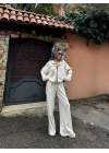 Fermuarlı Eşofman Pantolon İkili Takım - Beyaz