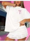Sporda Günlük Hayata Giyilebilir GYM Baskılı Oversize Bisiklet Yaka Erkek T-shirt - Beyaz