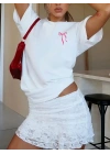 Sporda Günlük Hayata Giyilebilir GYM Baskılı Oversize Bisiklet Yaka Erkek T-shirt - Beyaz